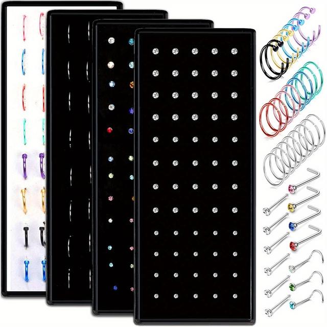 TEMU 200pcs Anneaux de nez pour femmes hommes 316L Acier inoxydable Hypoallergénique L-Shaped vis Piercing Bijoux pour Tragus/ Nez/ Helix/ Conch/ Medusa/ Lèvre - Élégant et confortable MIX