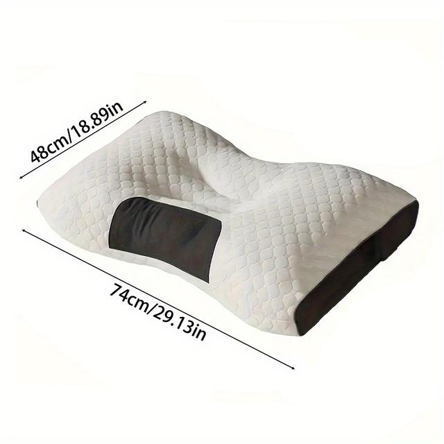 TEMU 1pc Of Bone-shaped Pillows, A Pair Of Non-sagging Neck Pillows, White Single Filling, 1100g Pillow Core Size, 40*66*11cm, Suitable For 48*74 Pillowcases