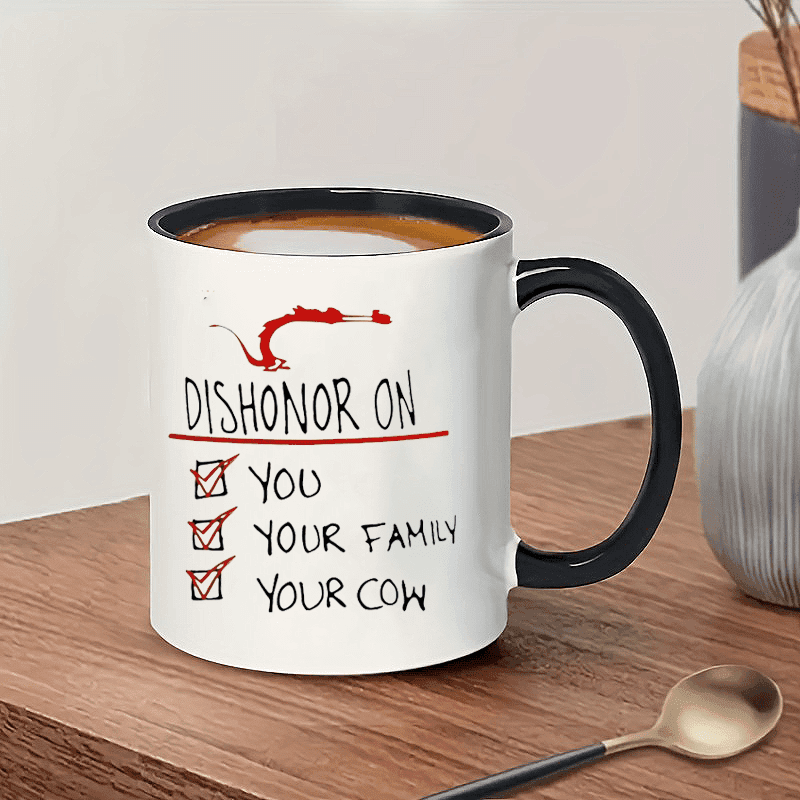 TEMU 1pc, White Ceramic Mug, 11oz, " Your Cow" Funny Coffee Cup, Reusable, Insulated, Hand Wash Only, Ideal For Home, Kitchen, Party Favors, Holiday, Birthday Gifts