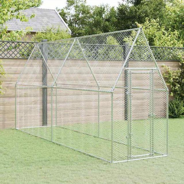 TEMU Chicken Cage Silvery 400x100x190cm Galvanized Steel Air Circulation, With The Characteristics Of Being Sturdy, Durable, And Not Easily Damaged