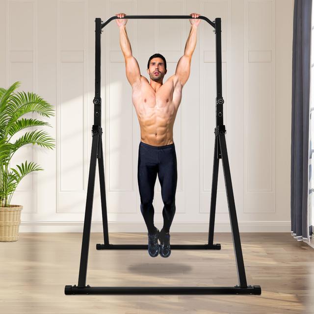 TEMU Pull Up Station, Triangular Foldable Pull Up Bar Station, Height Adjustable Tower Workout Dip Stand For Home Gym Strength Training Equipment, Without Battery