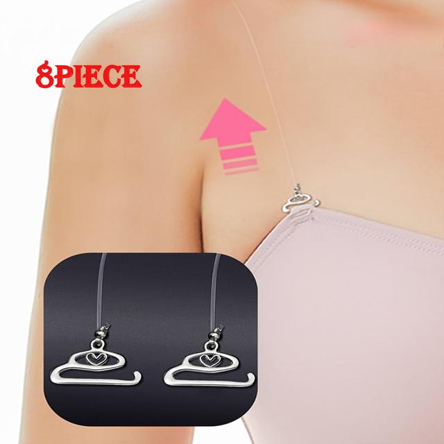 TEMU 8pcs Elegant Transparent Invisible Bra Straps - Non-slip, For Women's Underwear