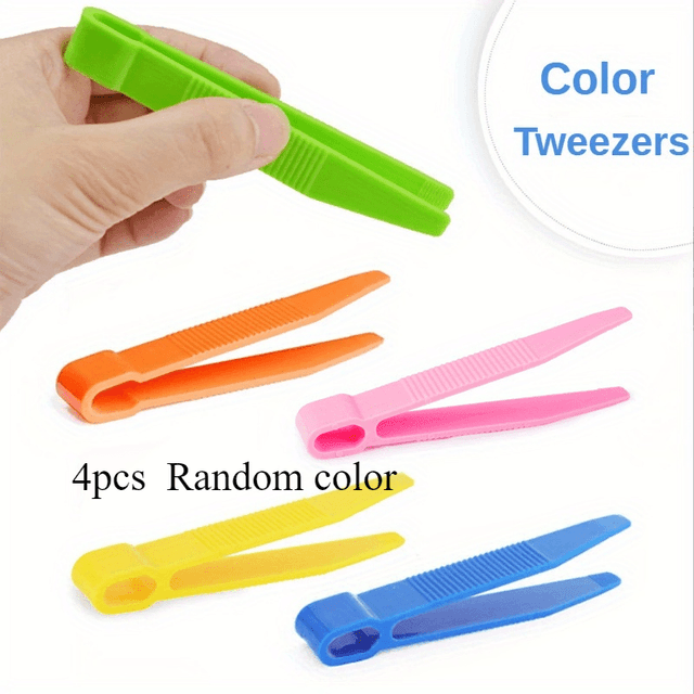 TEMU 4pcs Set Educational Tweezers | Durable Plastic, Fine Motor , Tool For Plant And Insect Studies, Multiple Colors
