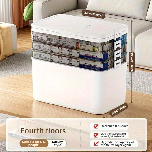 TEMU Large Capacity Stackable Organizer Box With Compartments, For Sewing, Office, Travel - Storage For Needles, Threads, Supplies & Small Items, Sewing Supplies Organizer, Durable Pp Material