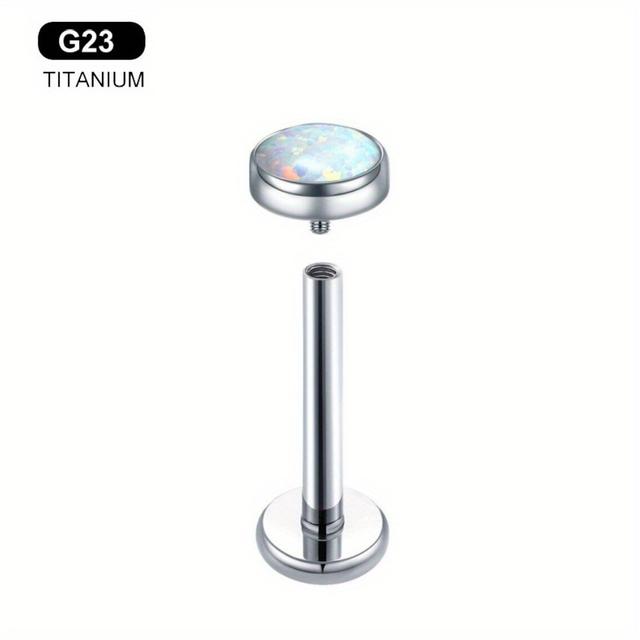 TEMU 2d Flat, G23 Titanium Alloy Synthetic Opal Thread Flat Back Studs, Ear Bone Studs, Lip Studs, Nose Studs, Anti-allergic Piercing Jewellery