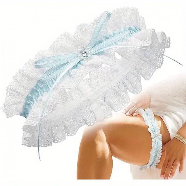 TEMU Wedding Garter - High-quality Spandex, Lace & Ribbon Design, Perfect Gift For Brides, Wedding Decorations, And Special Occasions, Wedding Garter | Lace Accent | Durable Fabric