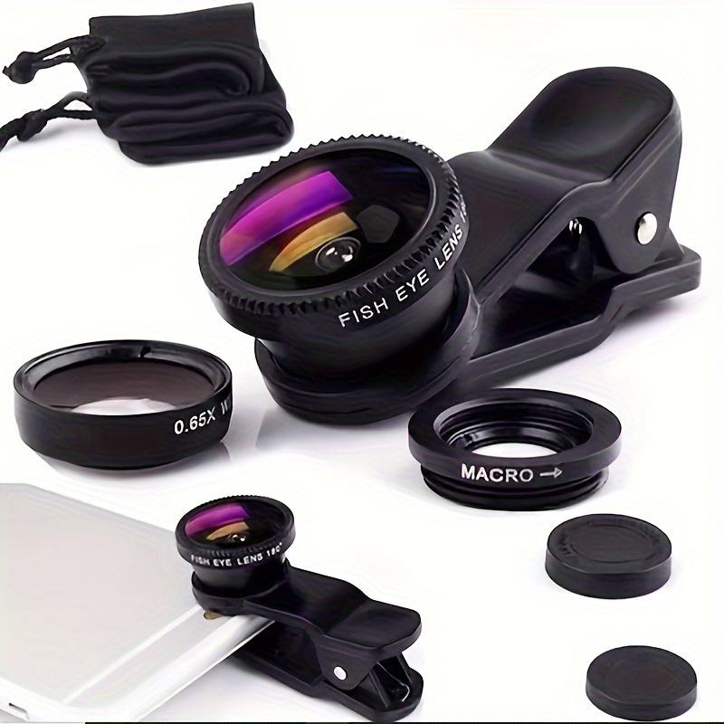 TEMU 3in 1 Professional Phone Lens Set, 0.65x Wide Angle Fisheye 180 °+10x Macro Lens, Compatible With And Google Pixel, Supports And Shooting