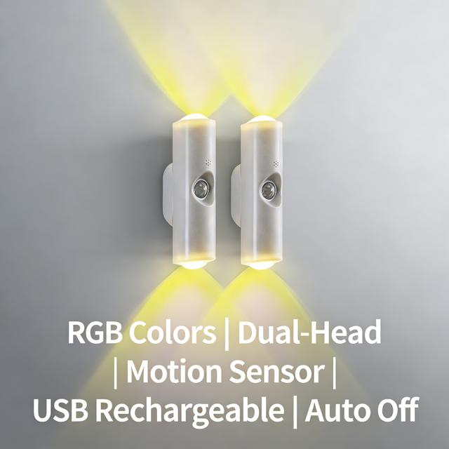 TEMU 2 Sets, Free Wiring Smart Dual-head Cat Lamp White/warm Optional Magnetic Adjustable Angle Sunset Led Ambient Light Party Live Broadcast Decoration Tool