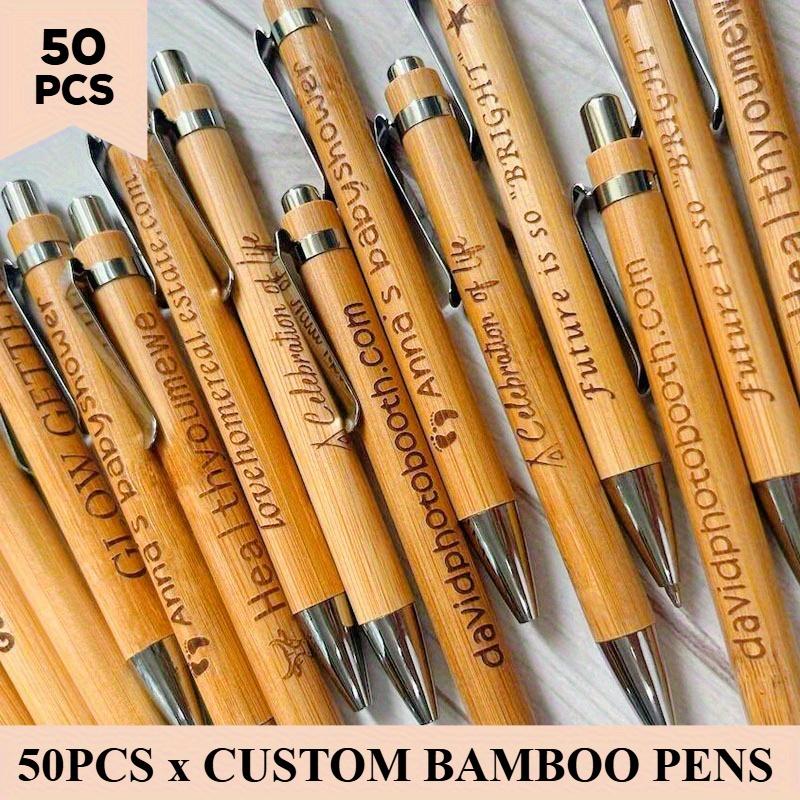 TEMU 50 Stück Personalisierte Bambus-Füllfederhalter mit Griff – Geschenkidee für Hochzeiten, Party-Gästebuch und Landhaus-Stil