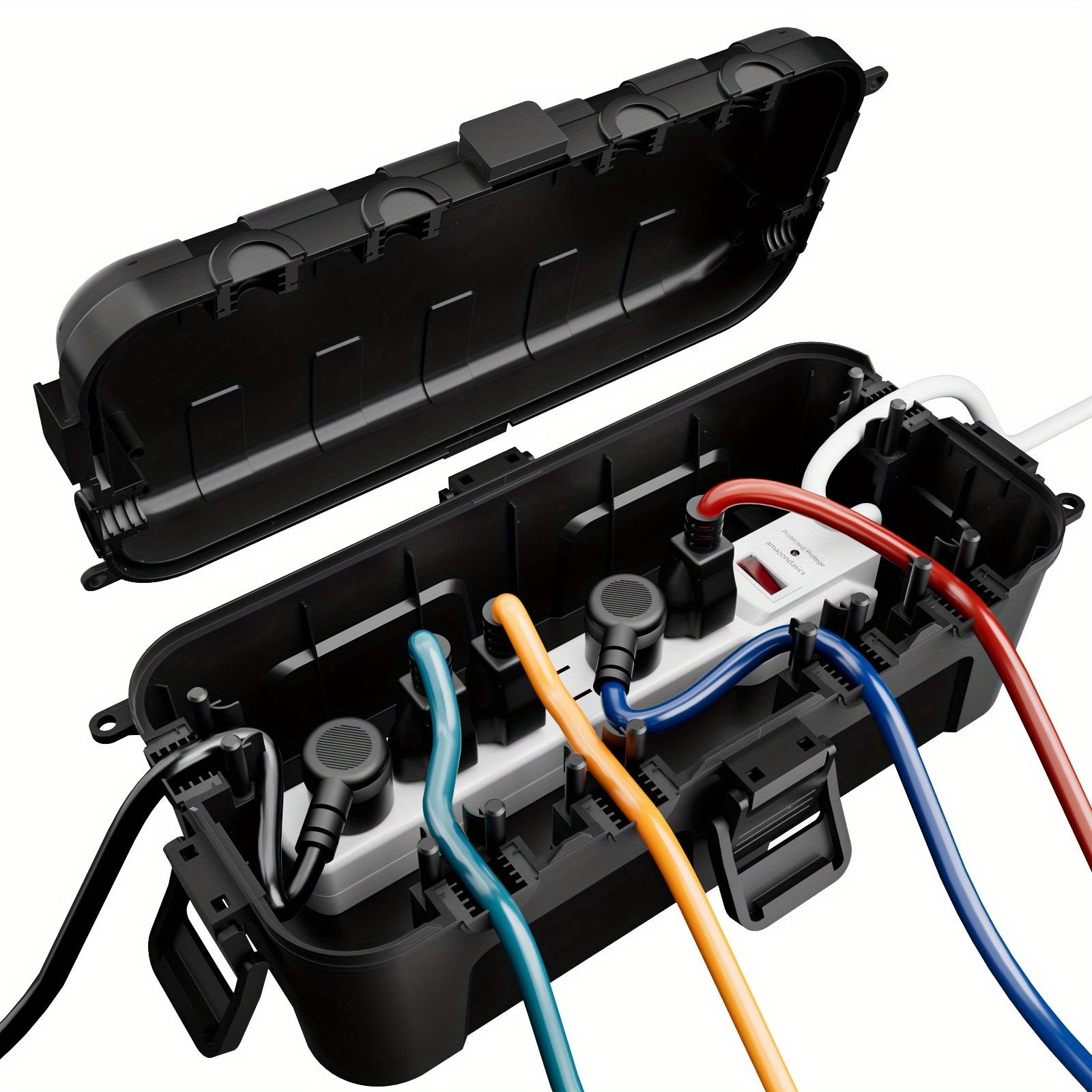 TEMU 1 Outdoor Cable Protection Box With 6 Cable Entries, Outdoor Power Strip, Plug Protection Box, Suitable For Sockets And Decorative Lighting Fixtures