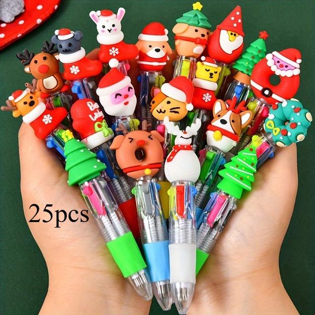TEMU 25pcs Christmas Mini Ballpoint Pen - Colorful And Fun Patterns - Office And Holiday Gifts, Beautiful And Portable, Essential Writing Item, Fashionable Stationery, Smooth Writing, Random Styles