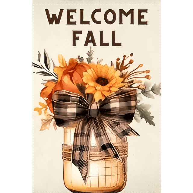 TEMU Autumn Garden Banner With Sunflowers & Flower Bouquet - Double-sided 12x18 Inch Polyester Flag For , Thanksgiving Day, Outdoor Decor - Vibrant Fall-themed Design, Outdoor Decorations For Yard