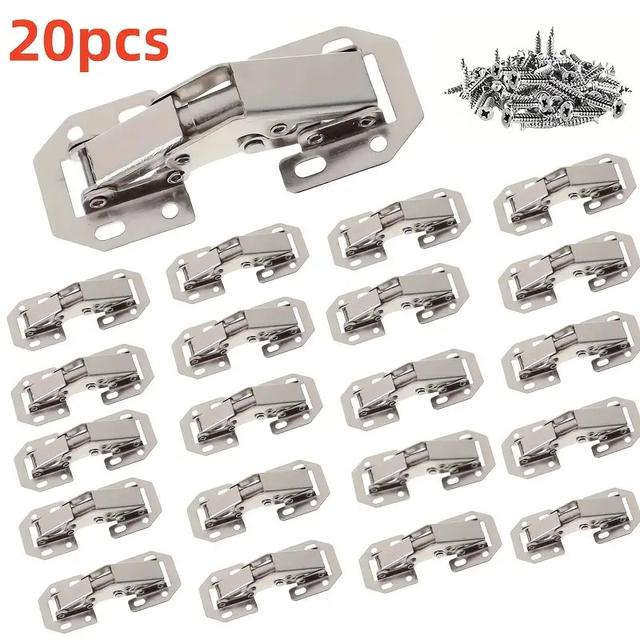 TEMU 20pcs Concealed Cabinet Door Hinges, Frameless Cabinet Door Hinges, Surface Mounted Cabinet Door Hinges, Including 160 Screws