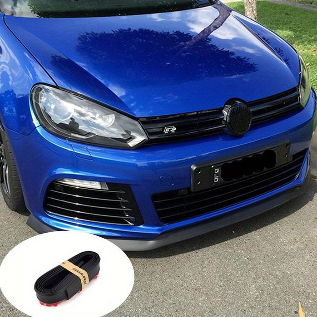 TEMU 1pc Universal Car Front Bumper Guard Strip, Modified Front Spoiler With Large Perimeter And Small Side Skirt Edge, Black Rear Bumper Decorative Anti-collision Strip