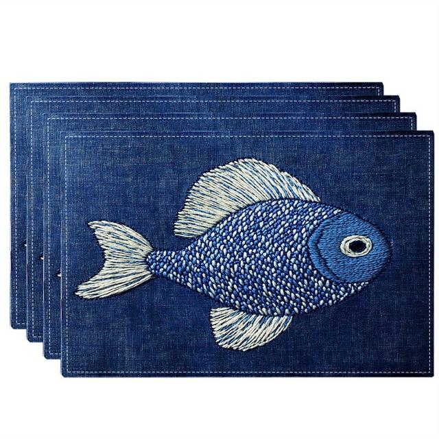 TEMU ชุด 4 ชิ้น ของเสื้อผ้าลินินพร้อมดีไซน์ตุ๊กตาน้ำ, ขนาด 18x12 นิ้ว, สามารถซักได้, ไม่ลื่น, ทนทานต่อความร้อน, ของเสื้อผ้าลินินสำหรับใช้ในร้านอาหารและตกแต่งบ้าน, เหมาะสำหรับงานแต่งงานและวันครบรอบ