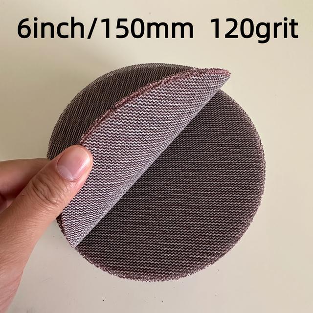 TEMU Pneumatic Sander 6-inch/150mm Round Mesh Sandpaper - Anti-clogging Mesh Backing, Medium Grit, Compatible With Orbital For Woodworking, Automotive & Surface Preparation