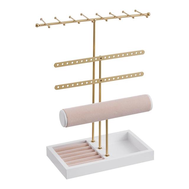 TEMU 4-tier Metal Jewelry Organizer, Contemporary Style, No Power Required, Display Stand For Bracelets, Necklaces, Earrings, Home Decor Accessory