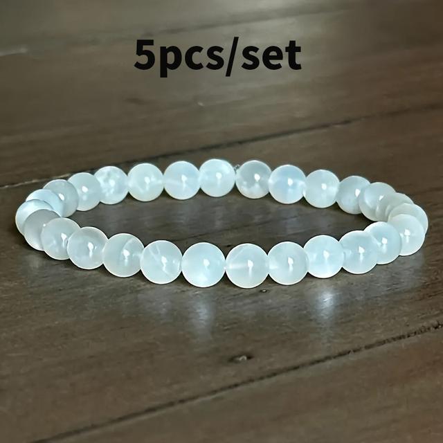 TEMU Set Of 5 [8mm ] 8mm Handcrafted , Symbolizing Fresh Starts | Soothing And Reactive To | Actual Stone Colors May From The Pictures