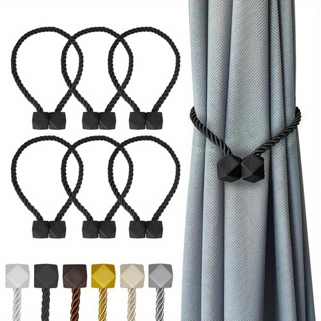 TEMU Set Of 6 Elegant Magnetic Curtain Holders | Sturdy Construction | Clips For Curtain Tiebacks | Ideal For Home, Living Room, Kitchen, Bedroom, Office | Works With Curtains