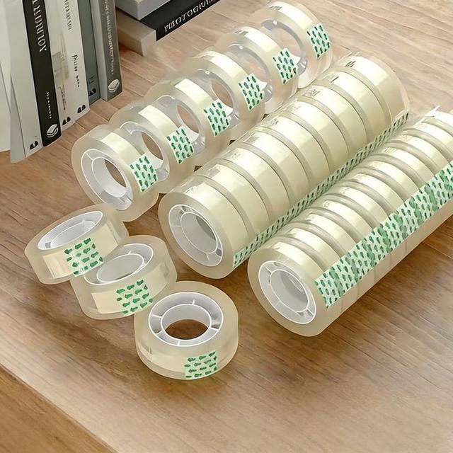 TEMU 8-roll Cellophane Tape, Suitable For Gift Packaging, Stationery And Office Supplies, Hand-made And Household Use, High-quality Cellophane Tape, Compatible With Tape Cutters.