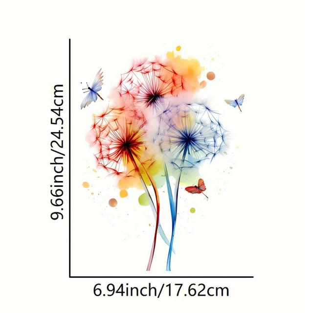 TEMU Women's Dandelion& Iron-on Transfer Decal, Diy Heat Press Sticker For T-shirts& Sweaters, Mixed Colors Pvc Material, For Clothing Design