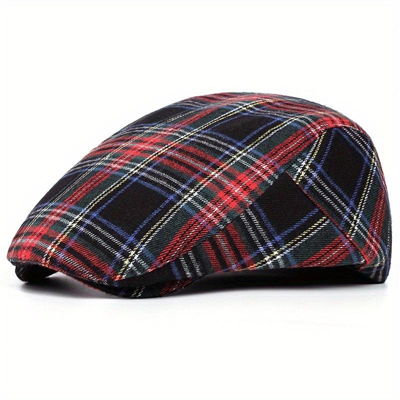 TEMU Boina Unisex a Rayas y Cuadros Ajustable para Exteriores, Sombrero Casual de