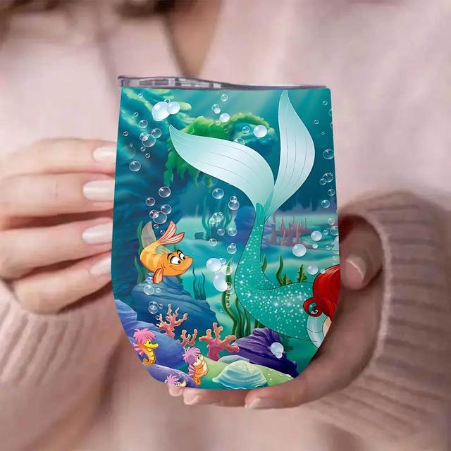 TEMU 1 قطعة 12 أونصة كوب أرييل وفلندر من الصغيرة، كوب ماء من الفولاذ المقاوم للصدأ مع غطاء، عازل فراغ مزدوج الجدار، مثالي للمغامرات الخارجية والاستخدام اليومي