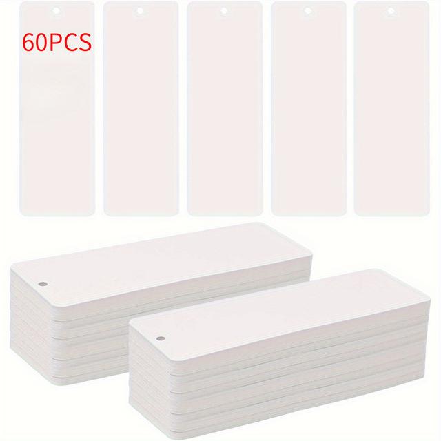 TEMU 400GSM 두꺼운 화이트 빈 북마크 카드 15x5cm (2x6 인치) 수채화용지 | 미리 펀칭된 DIY 공예 재료, 그림/재봉 마킹/아트 창작/파스텔 디자인/인사말 카드 또는 엽서 제작용