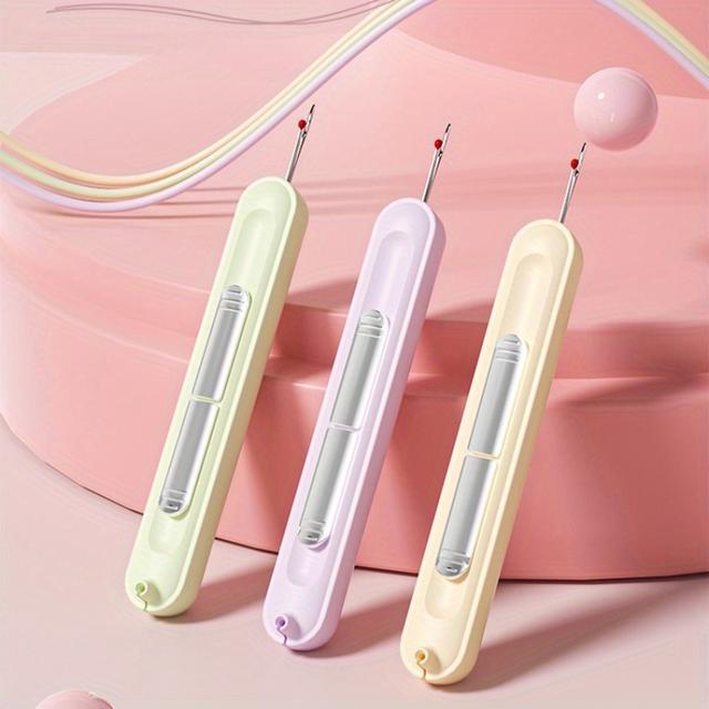 TEMU 3pcs For The Elderly Threading Tools-1pc Sewing Needle Cable , Multi-functional Manual Sewing Accessories, Built-in Tear Cable , Needle Removal And Threading Device, White/purple/green Optional