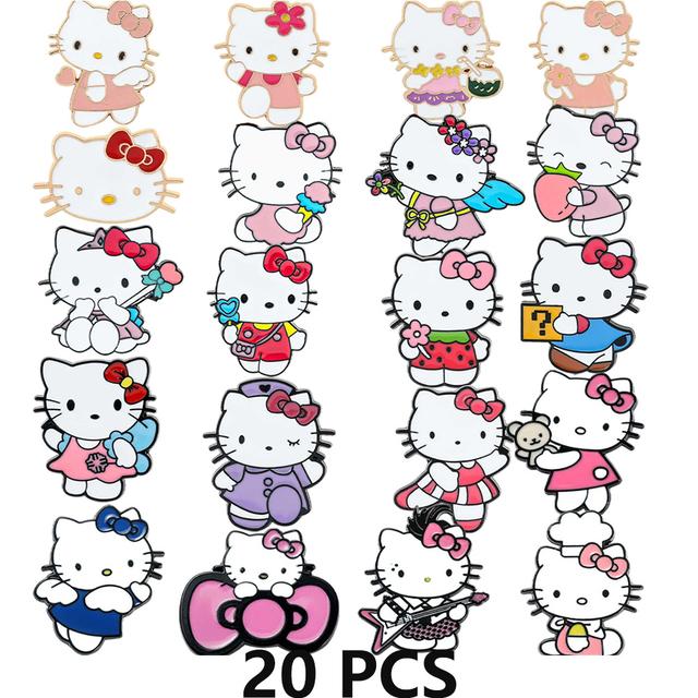 TEMU 20 piezas de broche de esmalte de Hello Kitty de dibujos animados y anime, creativo y divertido, para ropa, mochila, joyería, insignia de metal, accesorios, un regalo para amigos