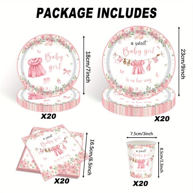 TEMU 80 Peças Conjunto de Utensílios para Festa Tema Chuveiro Rosa, Suprimentos para Festas, Decorações de Feriados, Pacotes para Halloween e Natal, Ano Novo, Dia dos Namorados, de Festa