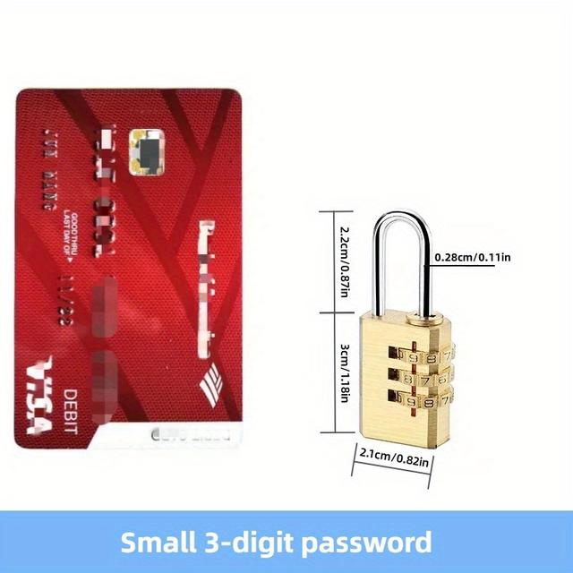 TEMU Brass Combination Padlock, Durable Dorm Locker Cabinet Lock, Password Lock, Industrial Security Locking Product, No , Copper Material