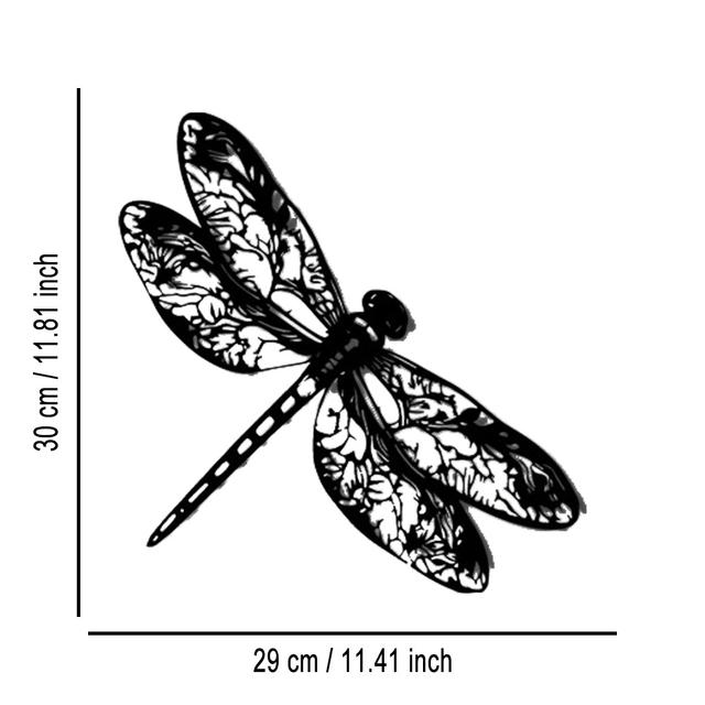 TEMU A Large Metal Dragonfly Wall Decoration - Black Iron Art With A Modern Horizontal/vertical Hanging , Featuring An Intricate Hollow Wing Pattern
