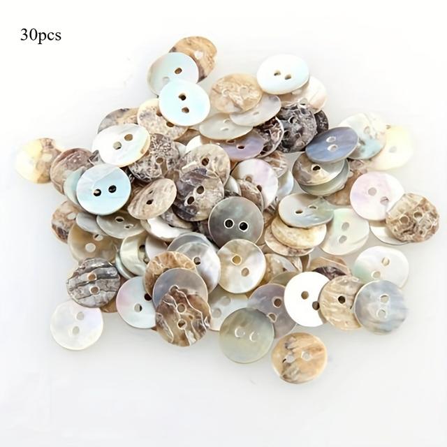 TEMU 30pcs Multicolor Natural Shell Buttons With Double Holes, Suitable For Sewing And Crafts