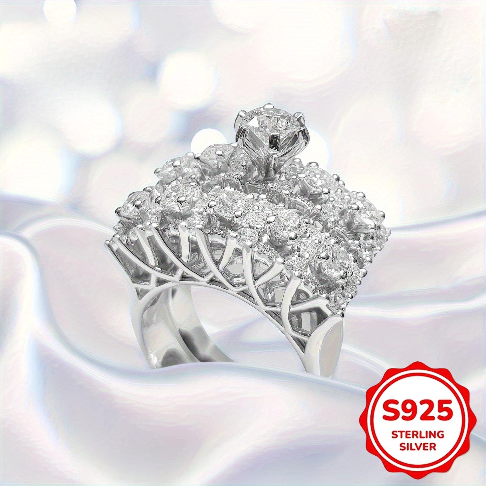 TEMU 2 Sets Of Luxurious 925 Silver Synthetic Zirconia Women's Wedding Rings, Engagement Rings, And Proposal Rings