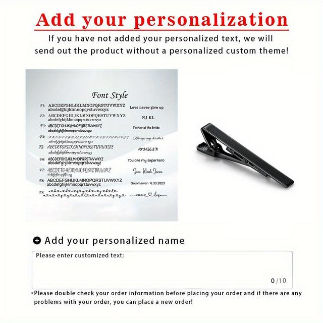 TEMU Personalized Name Tie Clips Designed Specifically For Fathers, Perfect For Wedding Anniversaries, Business Events, Gifts For , , And Husbands, And Suitable For Father's Day Gifts, Usable In All