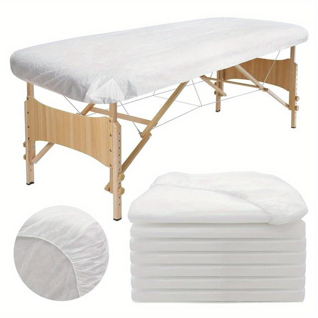 TEMU 30 pièces Draps de Lit Jetables, Housses de Lit Élastiques Résistantes, Draps de Spa Jetables Respirants en Tissu Non Tissé Blanc