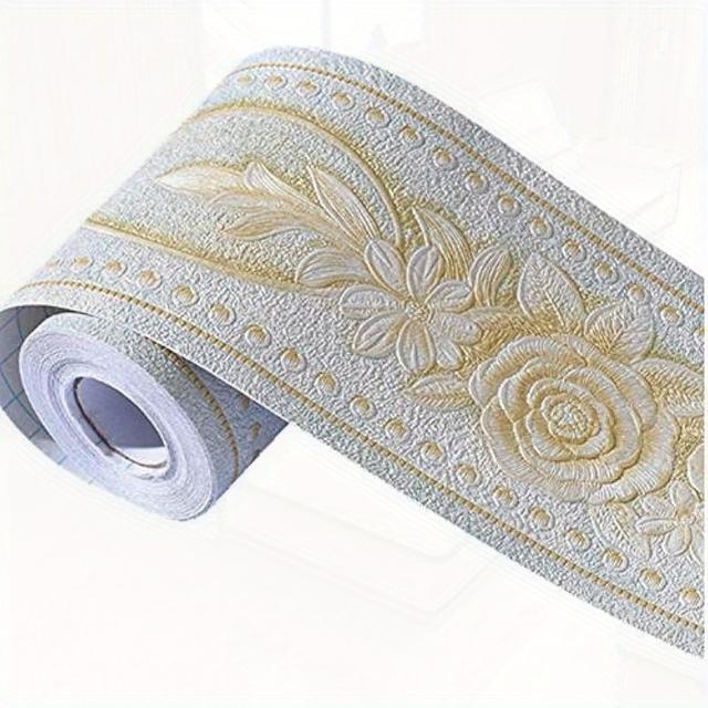 TEMU Simplemuji Öntapadós 5 Méteres Zöld Pünkösdi Rózsa 3D Vízálló Faliszegély, Könnyen Felhelyezhető, 4 Hüvelyk x 16.5 Láb