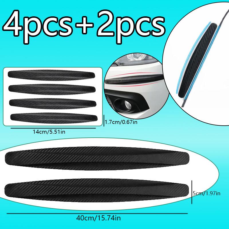 TEMU 6pcs Universal Car Bumper Protectors, Pvc Carbon Fiber Texture, Front & Rear Bumper Corner Anti-scratch Guard, Car Exterior Scratch Protection & Decorative Accessories