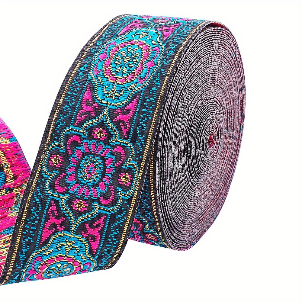 TEMU 1pc 7m Ethnic Style Embroidery Polyester Ribbon Garment Accessories Floral Pattern Red Craft Supplies Handmade Kit