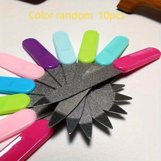 TEMU 10pcs Dual-sided Stainless Steel Nail Files- Manicure Buffing Tool- Accessories