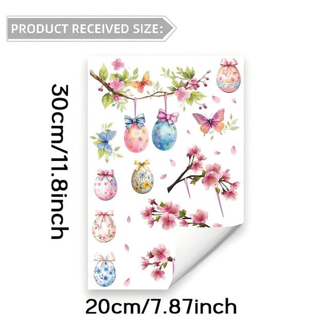 TEMU 1pc, "easter Spring Eggs On A Floral Branch" Window Decal, Featuring Clouds With , Doves Of Peace, And . A Wall And Window Decoration For Home Decor, Party Supplies, To . An Ideal Holiday Gift