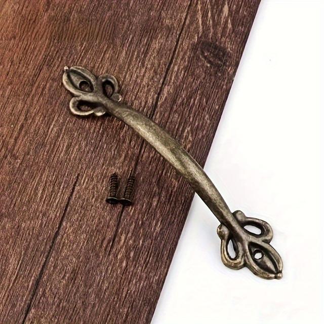 TEMU 10pcs Floral Pattern Alloy Cabinet Pulls, 1pc 4.5 Inch Vintage Style Double-sided Drawer Handles For Shoe Cabinets, Doors, And Furniture