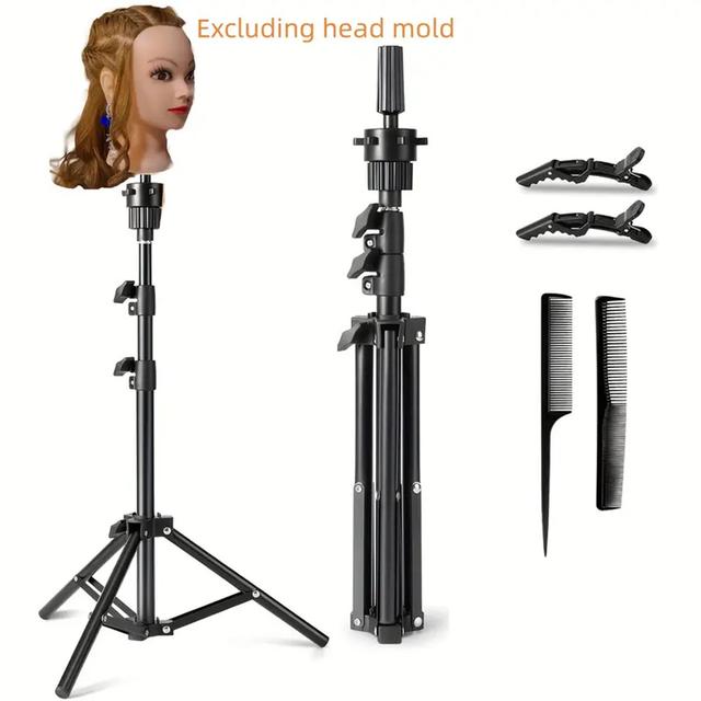 TEMU Adjustable Wig Stand Tripod - Reinforced Mannequin Head Holder For Hairdressing & Styling Training (mannequin Head Not Included)