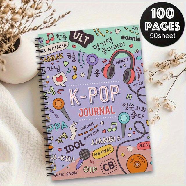 TEMU 1 Cuaderno - Diseño de Drama Coreano con de Auriculares y , 100 Páginas, Ideal para Viajes, Trabajo, Escuela o Regalos para Fans, , Amigos y Hermanas, para al Kpop