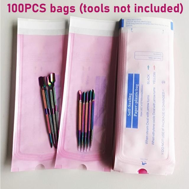 TEMU 100pcs Of Pink Cleaning Tool Storage Bags (size: 260*70mm) - Disposable Nail And Beauty Tools/self-sealing Bags For Manicure - Odorless, No Power Required