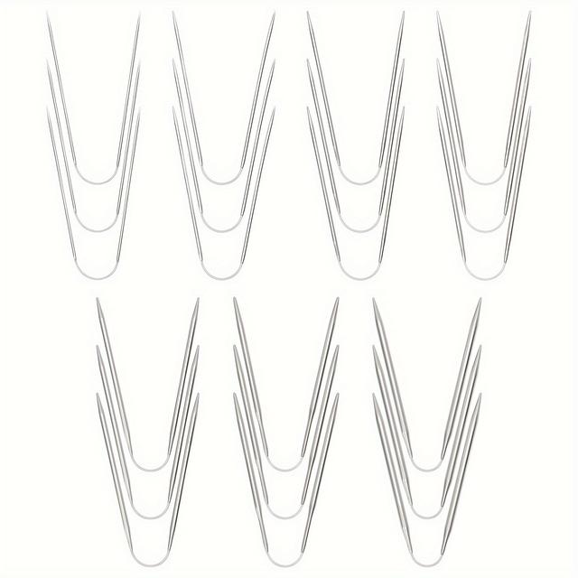 TEMU 21개 프로페셔널 스테인리스 스틸 원형 뜨개질 나사, 이중 포인트, 크기 2-5mm - 뜨개질, 크로셰, 나사 펠팅에 이상적, 공예 용품 | 세련된 금속 마감 | 내구성 있는 뜨개질 도구, 뜨개질 용품