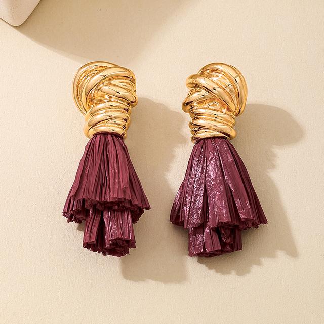 TEMU New European And American Exaggerated Luxury Middle Eastern Trend Metal Color Tassel Irregular Women's Earrings Earrings