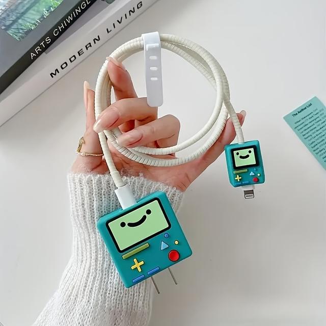 TEMU 4pcs Cartoon Robot Data Cable Protectors, 18w-20w Fast Charger Packaging With Protective Box And Cable Organizer, Perfect Gift For Christmas And Halloween