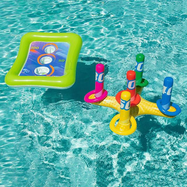TEMU 2 Sets Inflatable Pool Toss Game Combo Set Includes Ring Toss & Corn-toss Game Floating Swimming Pool Party Games & Activities For Kids Adults Summer Party Fun